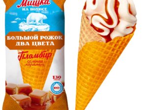 Мороженое мишка на полюсе рожок пломбир соленая карамель 130гр казахстан